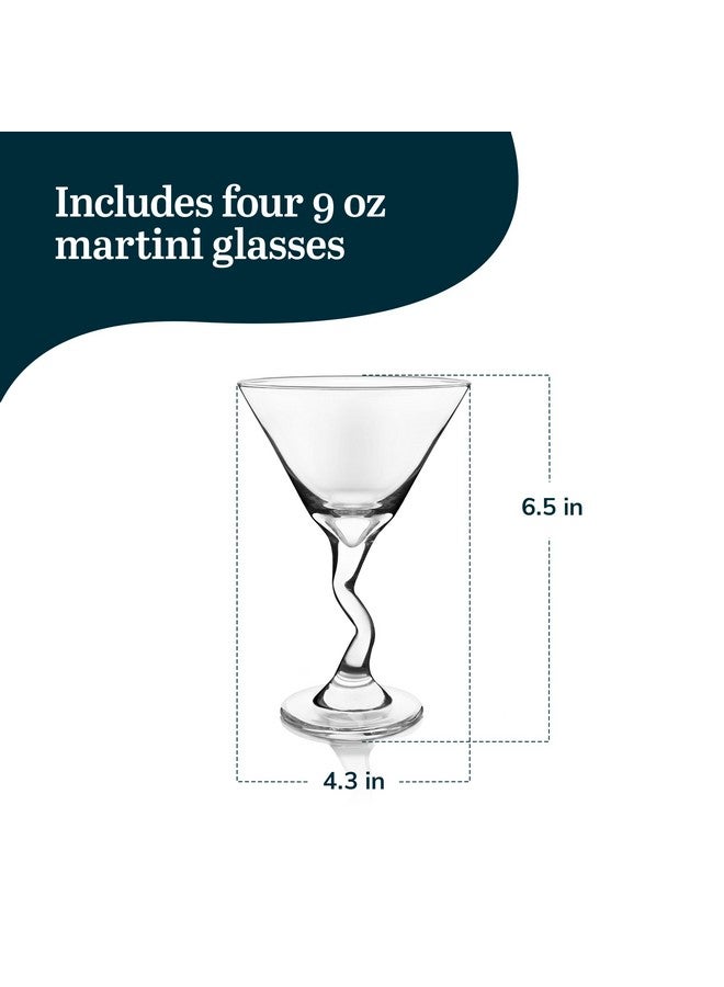 LIBBEY Libbey Martini Glasses Set of 4, Durable Unique Martini Glasses with Z-Stem, Dishwasher Safe Martini Glass Set for Birthdays, Parties and More  - Image 3