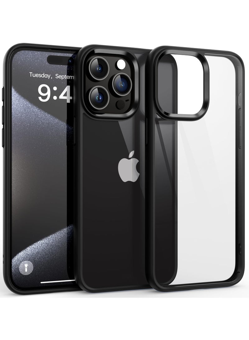 SOKAD Case for iPhone 15 Pro Max 6.7-Inch, Non-Yellowing, Drop Protection, Anti-Scratch Transparent Hard Back Phone Cover - Black - Image 1