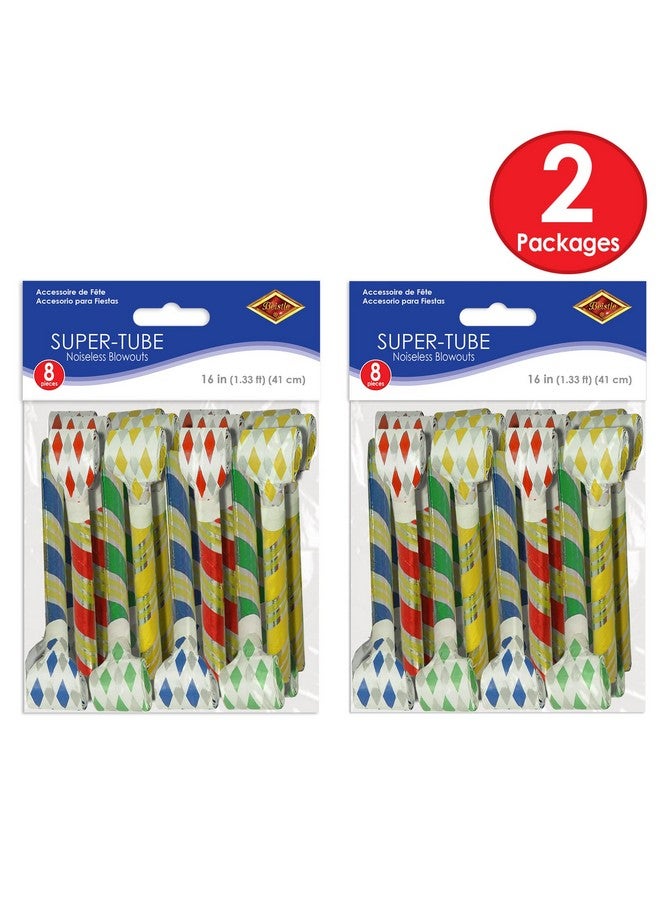 بيستل، 16 قطعة من أنابيب النفخ فائقة الجودة بدون ضوضاء، هدايا أعياد الميلاد، لوازم حفلات رأس السنة، متعددة الألوان - Image 5