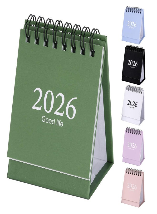 تقويم مكتبي صغير 2026-2027، من يناير 2026 إلى يوليو 2027، 19 شهرًا، تقويم مكتبي صغير قابل للطي، غلاف حلزوني مزدوج مع ملصقات للمنزل والمكتب والمدرسة (أخضر) - Image 1
