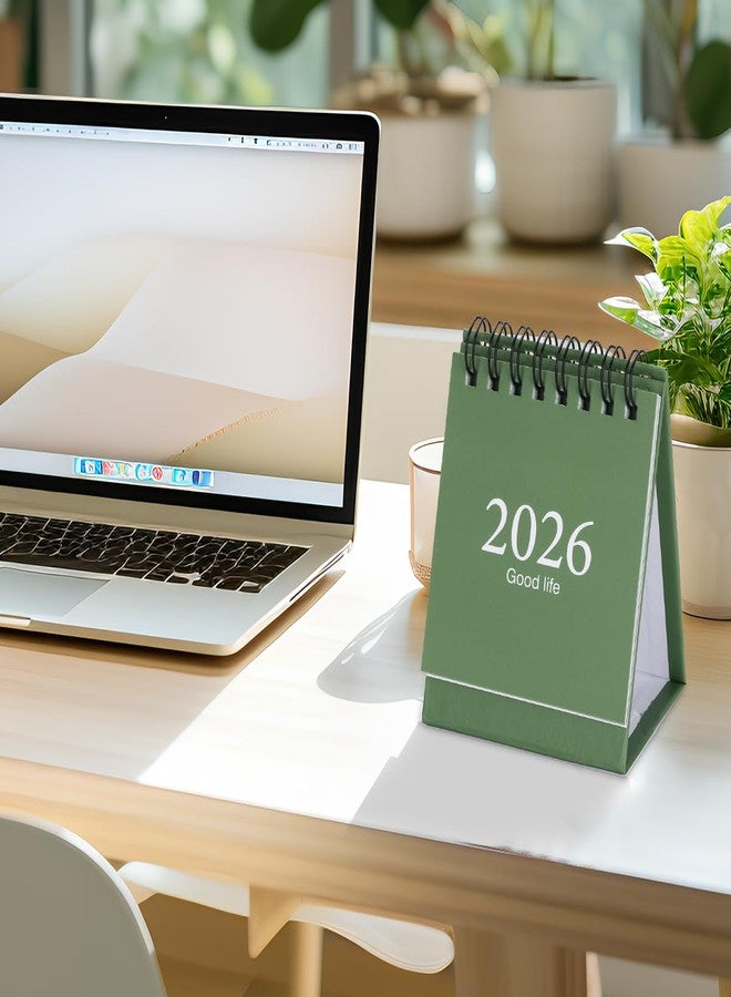 تقويم مكتبي صغير 2026-2027، من يناير 2026 إلى يوليو 2027، 19 شهرًا، تقويم مكتبي صغير قابل للطي، غلاف حلزوني مزدوج مع ملصقات للمنزل والمكتب والمدرسة (أخضر) - Image 2