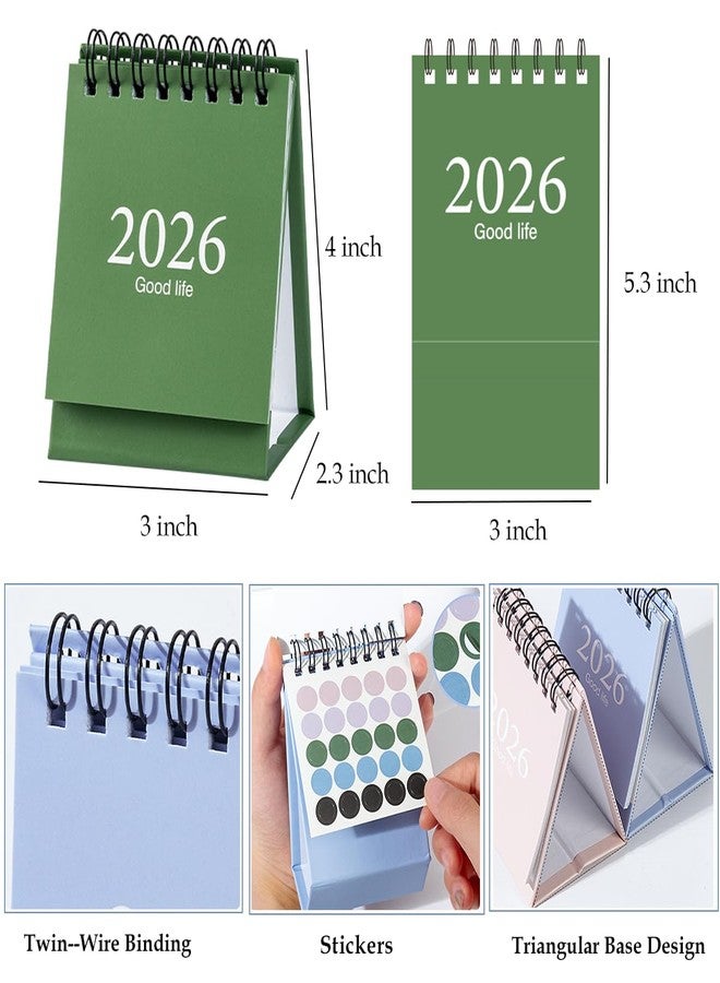 تقويم مكتبي صغير 2026-2027، من يناير 2026 إلى يوليو 2027، 19 شهرًا، تقويم مكتبي صغير قابل للطي، غلاف حلزوني مزدوج مع ملصقات للمنزل والمكتب والمدرسة (أخضر) - Image 3