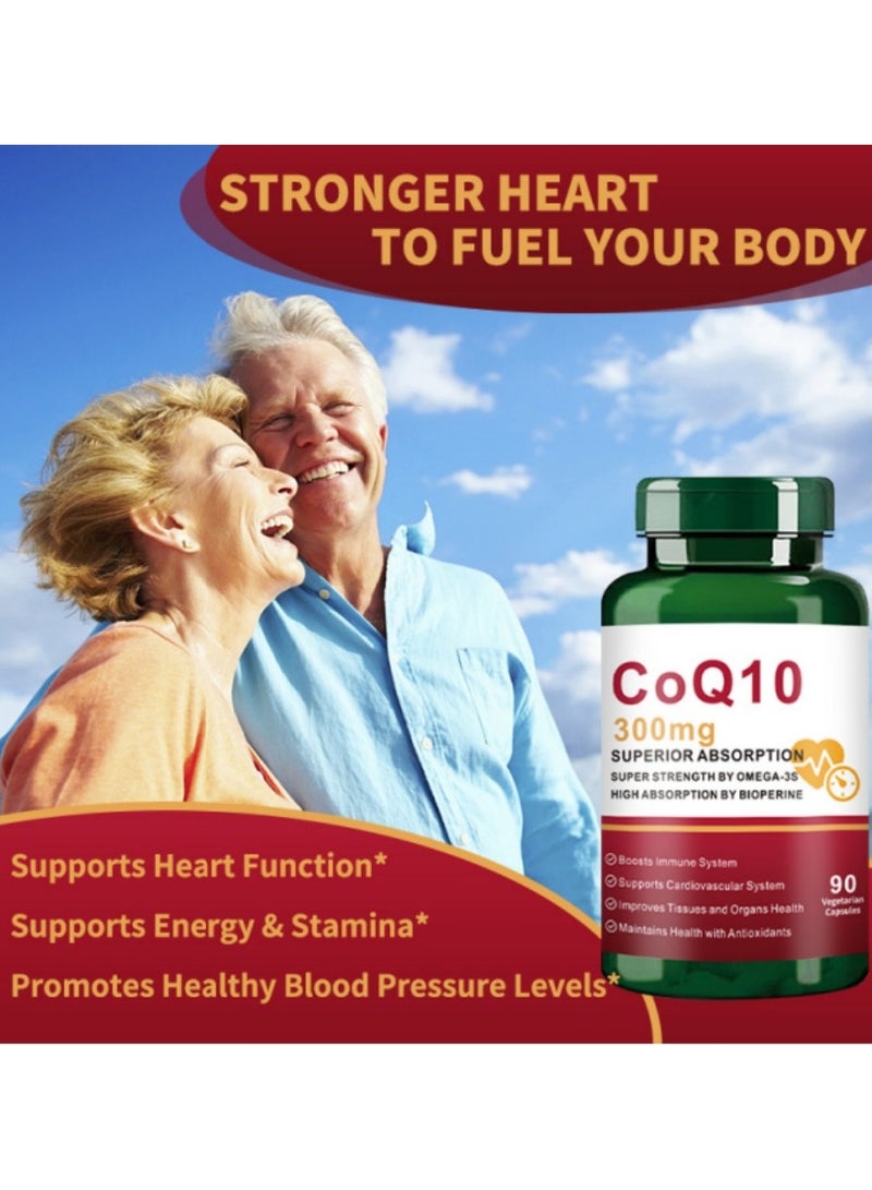 وينز تاون CoQ10-300mg-Softgels with PQQ, BioPerine & Omega-3, 90 Servings Coenzyme Q10(Ubiquinone) Supplement for High-Absorption, Powerful-Antioxidant, Support Heart & Energy-Production - Image 5