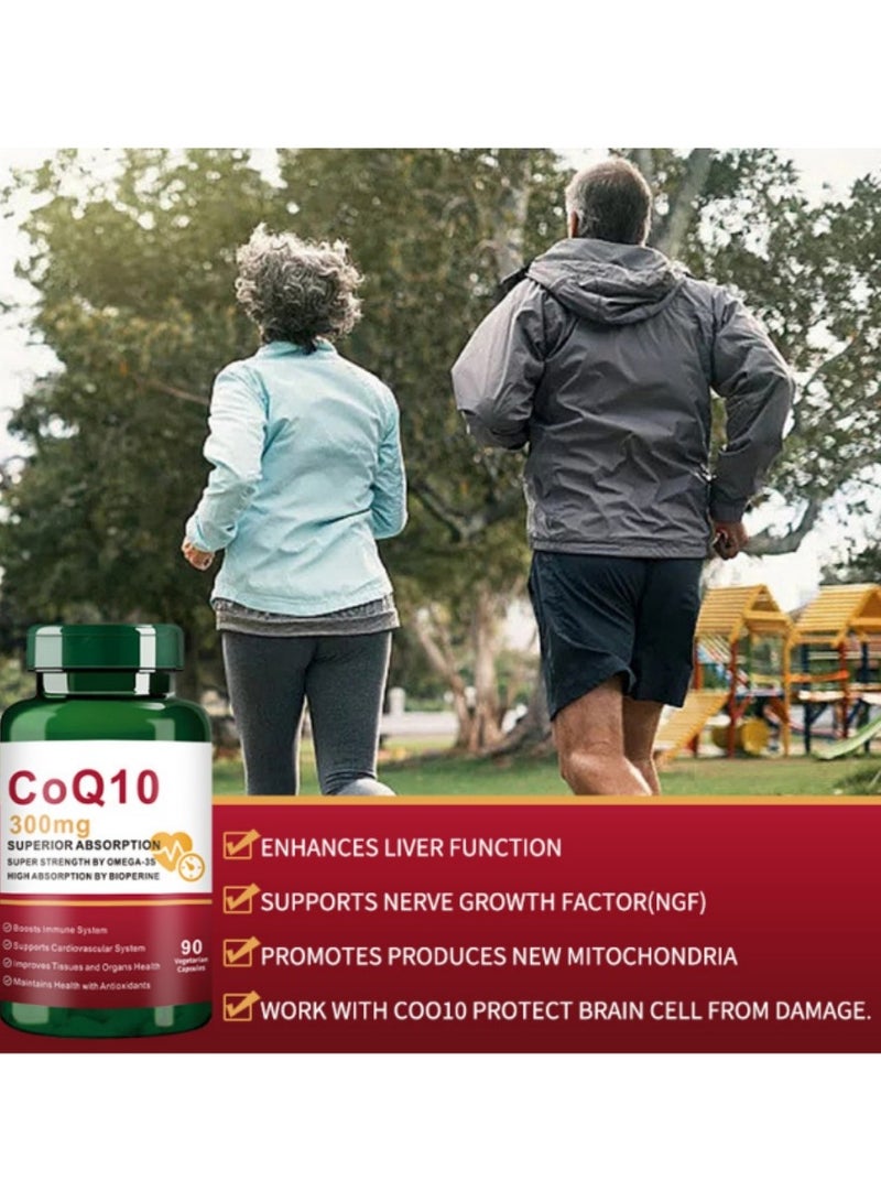 وينز تاون CoQ10-300mg-Softgels with PQQ, BioPerine & Omega-3, 90 Servings Coenzyme Q10(Ubiquinone) Supplement for High-Absorption, Powerful-Antioxidant, Support Heart & Energy-Production - Image 3