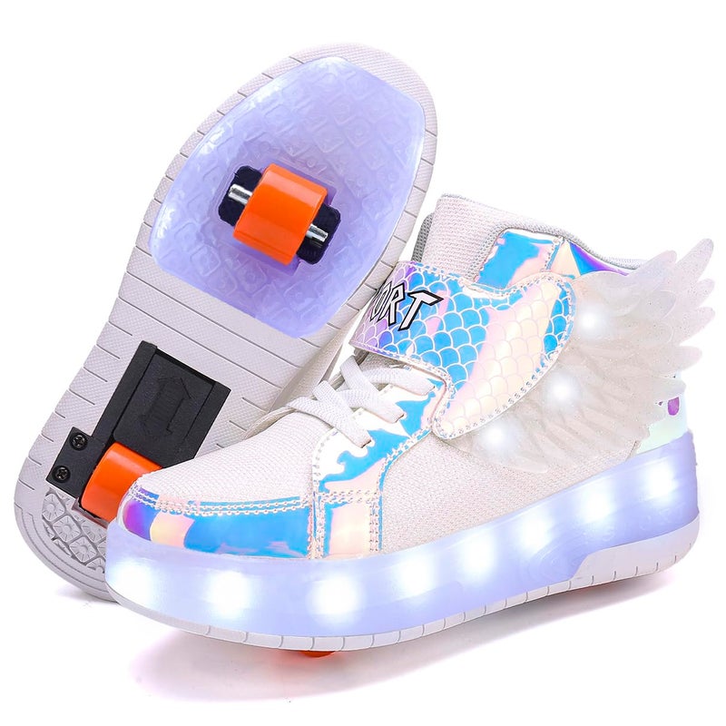 HHSTS Kids Shoes with Wheels LED Light Color Sneaker Shiny Roller Skates Skate Shoes Simple Kids Gifts Boys Girls The Best Gift for Party Birthday Christmas Day