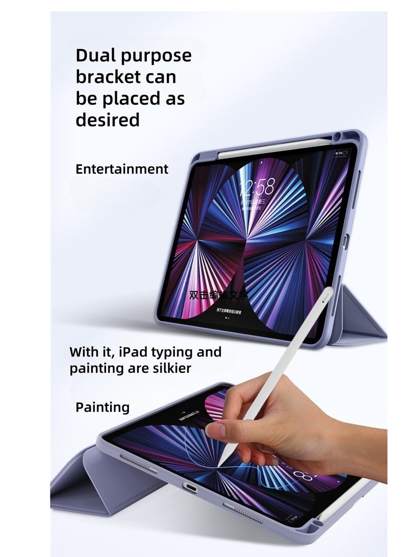 Protective Case for iPad 10th Gen 10.9-inch 2022 / iPad 11th Gen (A16) 10.9-inch 2025 Built-in Pen Holder Flexible Back Cover, Tri-fold Stand, Auto Sleep Wake Bounce Series Clear/Dark blue - Image 3