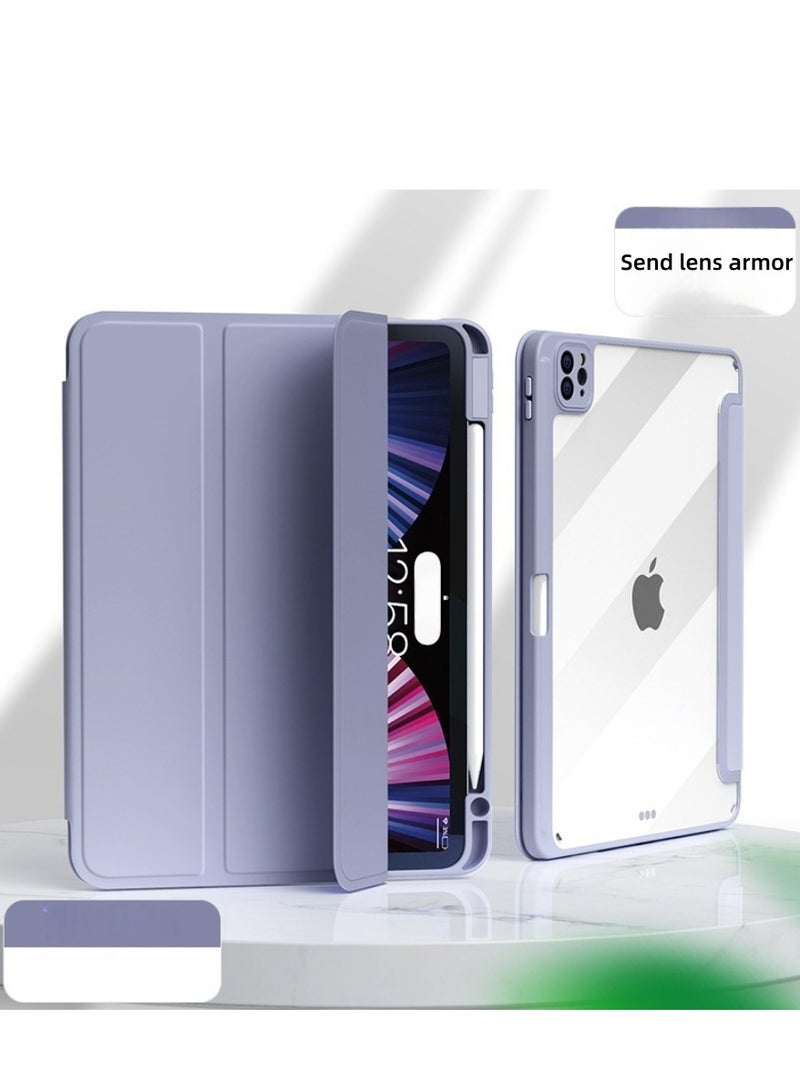 Protective Case for iPad 10th Gen 10.9-inch 2022 / iPad 11th Gen (A16) 10.9-inch 2025 Built-in Pen Holder Flexible Back Cover, Tri-fold Stand, Auto Sleep Wake Bounce Series Clear/Dark blue - Image 4