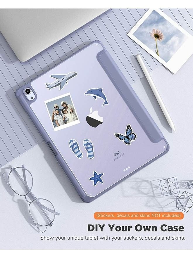 Protective Case for iPad 10th Gen 10.9-inch 2022 / iPad 11th Gen (A16) 10.9-inch 2025 Built-in Pen Holder Flexible Back Cover, Tri-fold Stand, Auto Sleep Wake Bounce Series Clear/Purple - Image 5
