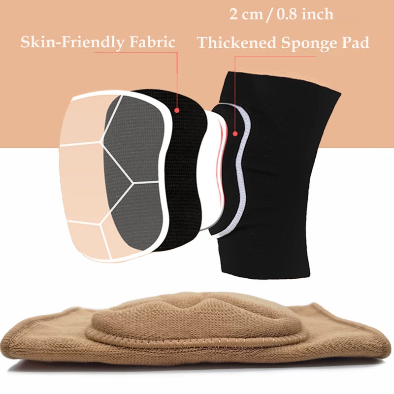 DANCE YOU DANCEYOU Dance Knee Pads Thick Soft Sponge Volleyball Knee Brace for Big Kid Teen Adults Workout Knee Protector Football Pole Dance Yoga Tennis Running  Tan  L - Image 4