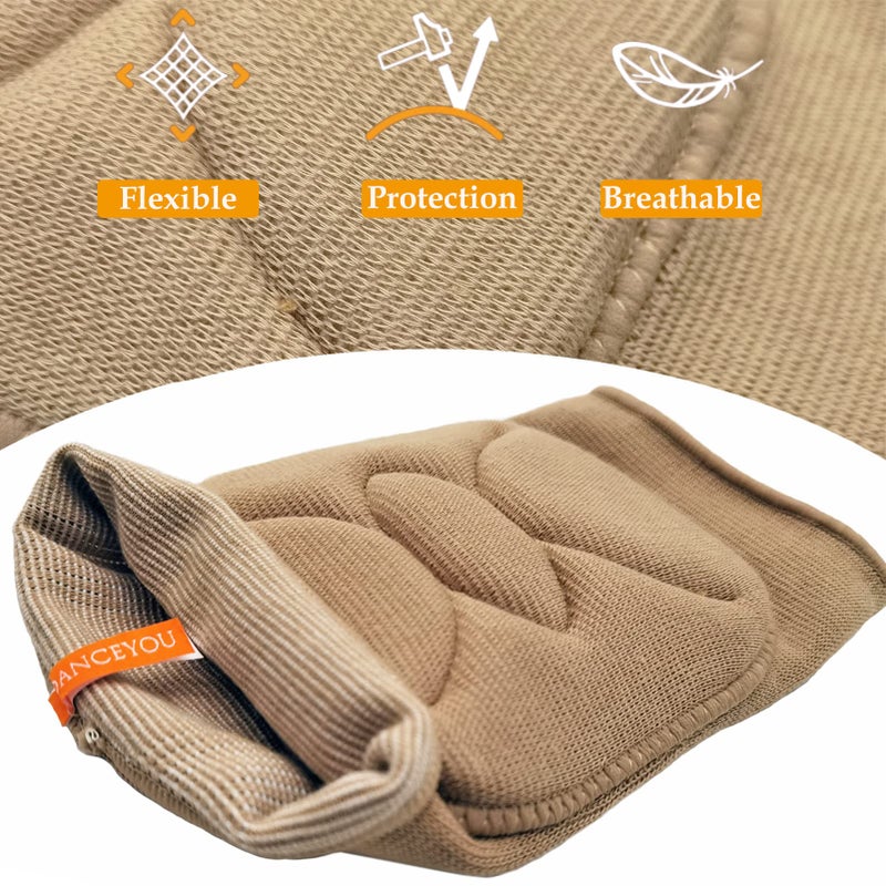 DANCE YOU DANCEYOU Dance Knee Pads Thick Soft Sponge Volleyball Knee Brace for Big Kid Teen Adults Workout Knee Protector Football Pole Dance Yoga Tennis Running  Tan  L - Image 3