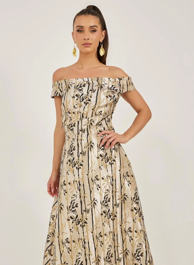 Styli Floral Off-Shoulder Dress