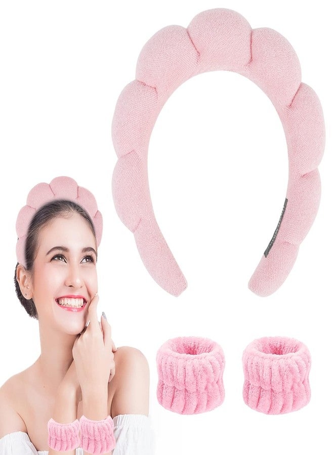 PiyuBind Spa Headbands for Washing Face or Facial - Set of 1 Terry Cloth Skincare Headbands, Puffy Makeup Headbands for Face Washing, Masks, and Skin Treatments (Pink, Free) - Image 1