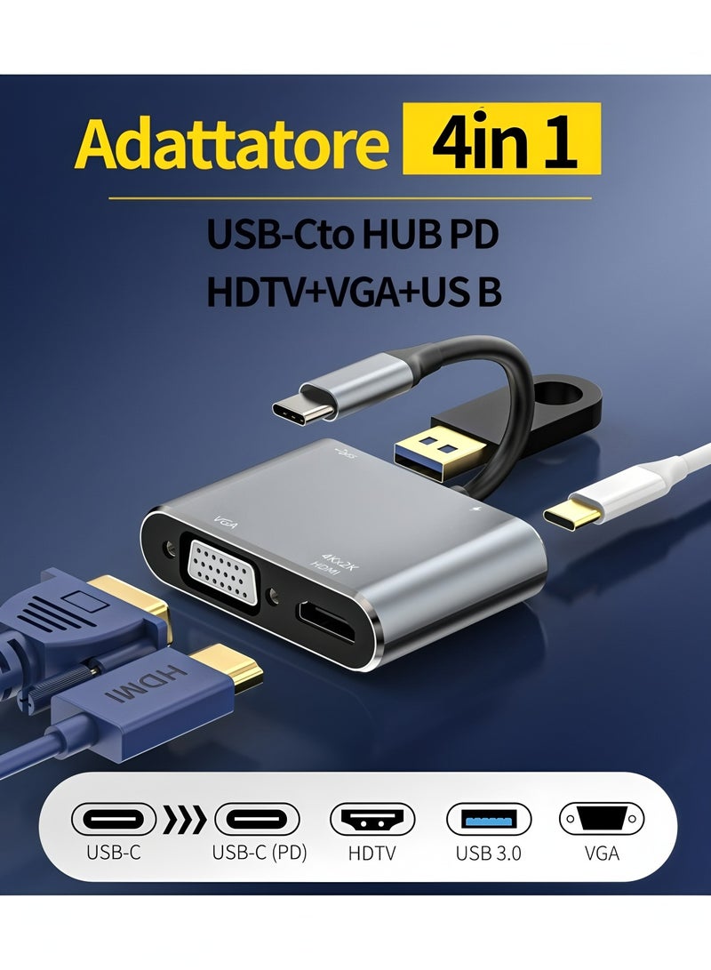 Flyview 4-in-1 USB C Hub Adapter USB VGA Type C with 4K HDMI, 1080P VGA, USB 3.0, and PD 3.0, for Nintendo Switch, MacBook/MacBook Pro/Galaxy Note 9/S9/S8/Huawei P20, and Other USB C Devices - Image 5