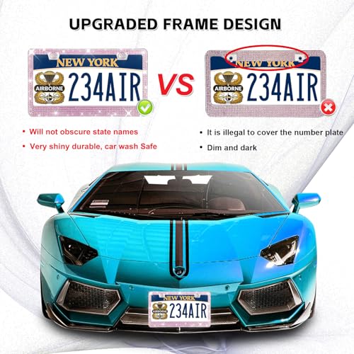 Lord Eagle [2 Pack] Luxury Bling Pink License Plate Frames - Hand-Set 1200+ Crystal Rhinestones - Rust-Proof Stainless Steel Car Accessories for Women - Universal Fit Front and Rear Set - Image 4