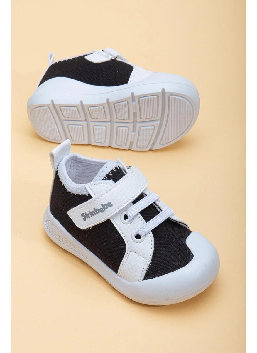 Dilimler Ayakkabı Şirinbebe Şiringenç Linen Black White Boys İlkadım Baby Child Shoes