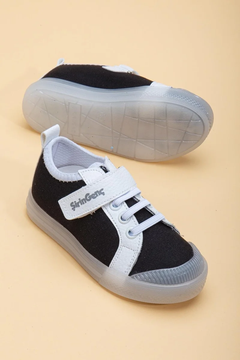 Dilimler Ayakkabı Şirinbebe Şiringenç Linen Black White Boys İlkadım Baby Child Shoes