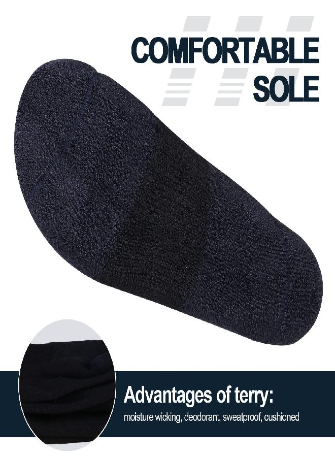 YUEDGE YUEDGE Mens Training Socks Moisture Wicking Athletic Cushioned Crew Socks Padded Black Work Socks For Shoe Size 10-13, 5 Pairs - Image 1