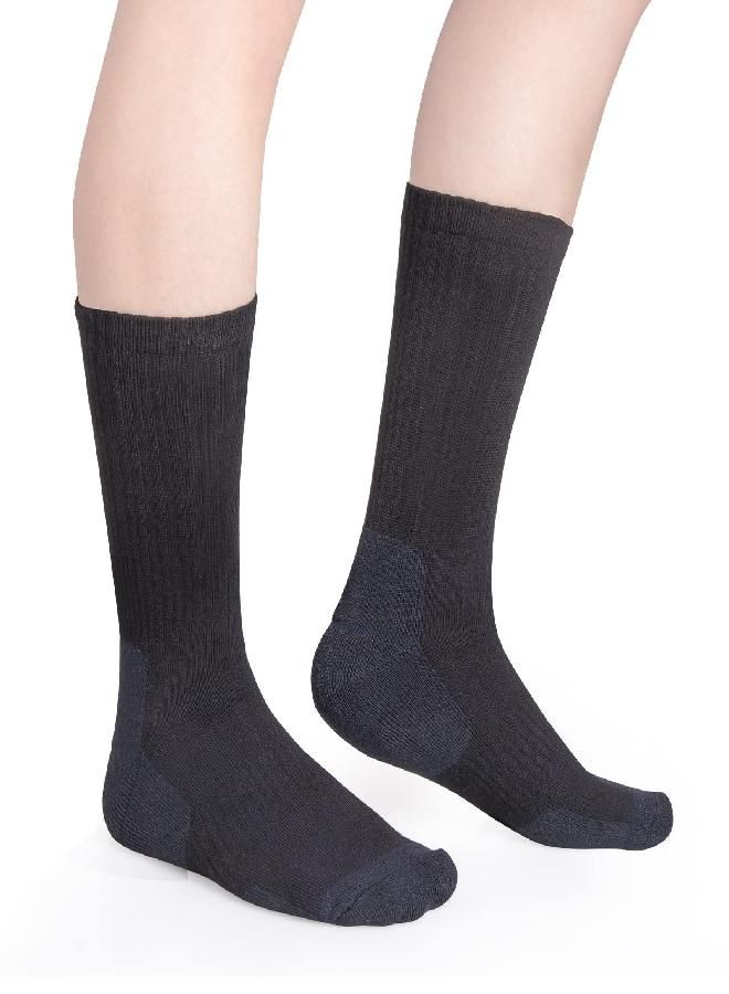 YUEDGE YUEDGE Mens Training Socks Moisture Wicking Athletic Cushioned Crew Socks Padded Black Work Socks For Shoe Size 10-13, 5 Pairs - Image 2