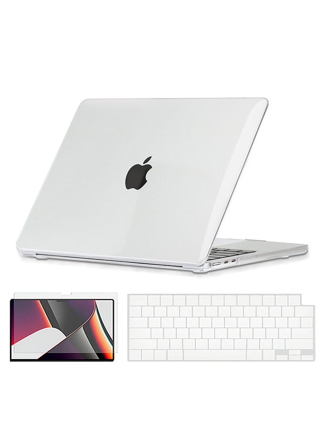 O Ozone Slim Crystal Case Compatible with MacBook Air 15 inch (A2941) M2 2023, (A3114) M3 2024 Hard Case with Keyboard Cover & Screen Protector, Clear