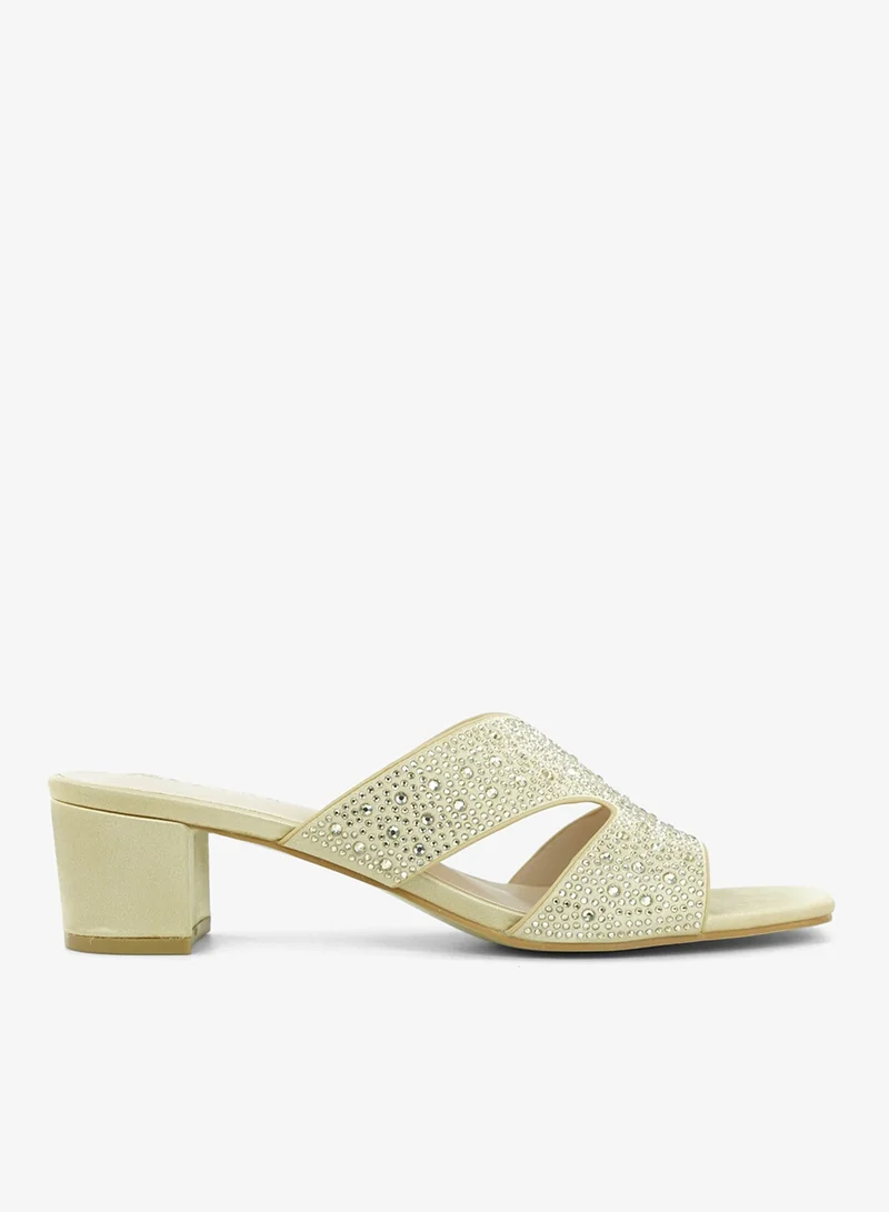 زينة 221-308 Zayna Ladies Classic Low Block Slides 18F8827-5319 Gold