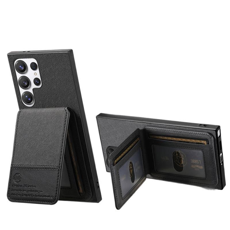 غطاء واقي | أزرق ملمس جلد | لـ Samsung Galaxy S22 Ultra | حامل بطاقات - Image 3
