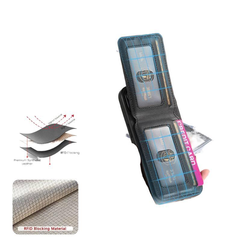 غطاء واقي | أزرق ملمس جلد | لـ Samsung Galaxy S22 Ultra | حامل بطاقات - Image 4