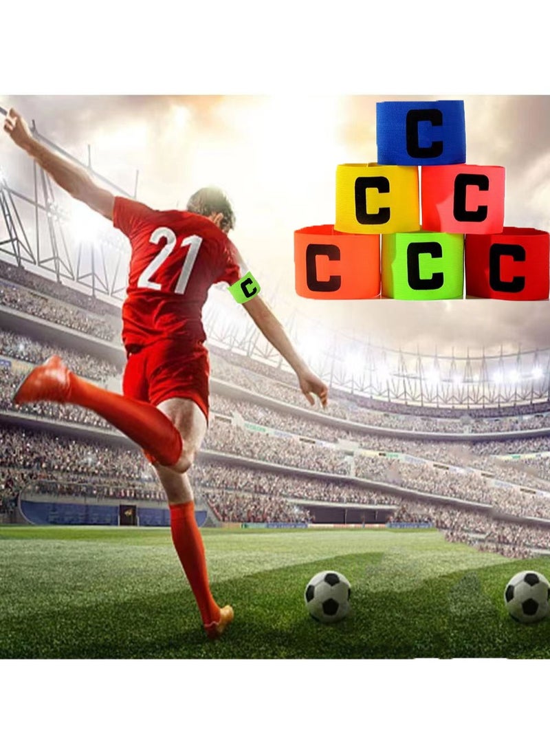 PYC 6 Pieces Elastic Soccer Captain Armband Adjustable Football Basketball Player Bands for Adult Youth  - Image 4