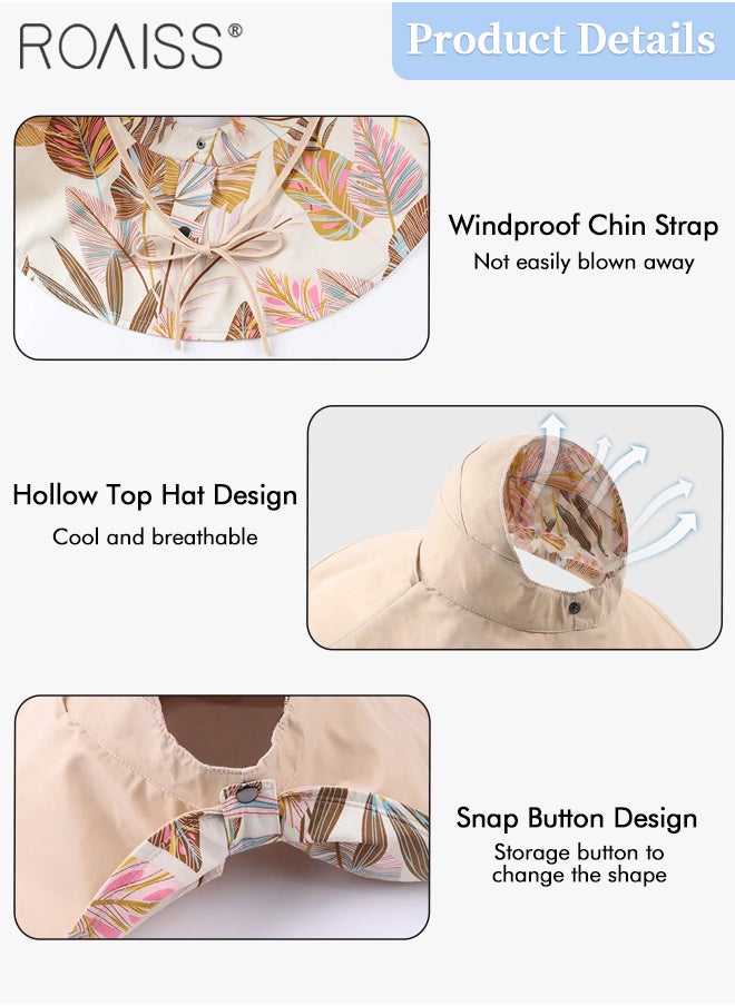 Reversible Portable Wide Brim Bucket Hat with Ponytail Hole Breathable Drawstring Adjustable Sun Protection Soft Leaf Print Hat Women Camping Hiking Fishing Beach Hat - pzsku/Z536A3CC9CF2DC6747B13Z/45/_/1711443418/1634dceb-fd1c-40a8-a5ef-c1ee16aba32d