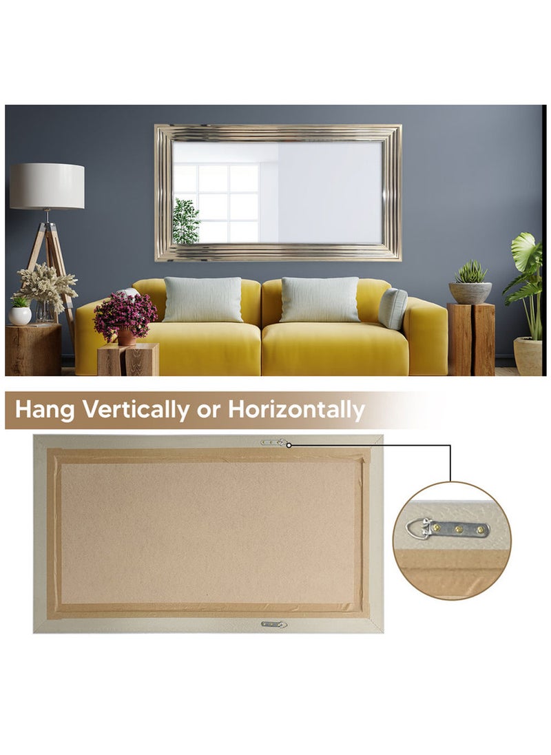 Decorhills Full-Length Dressing Mirror 50x100CM – Large Rectangle Wall-Mounted or Free-Standing, Thick PVC Frame, HD Glass, Anti-Distortion Reflection, Elegant Arch Design for Bedroom, Living Room - Silver  - Image 2