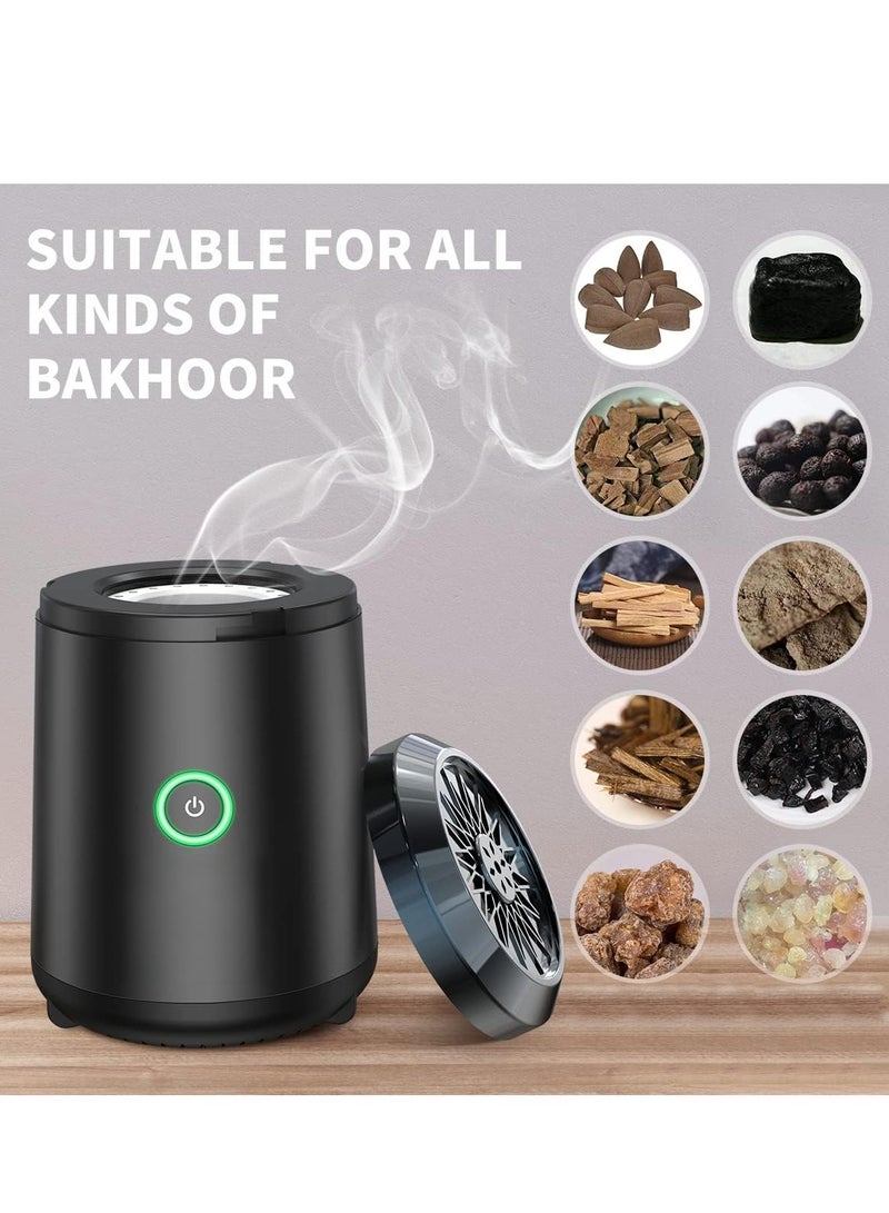 Electric Bakhoor Incense Burner – USB Type-C Rechargeable Oud Diffuser for Car & Home | Portable Mini Bukhoor Burner, Elegant Black Design, Compact & Travel-Friendly  - Image 3