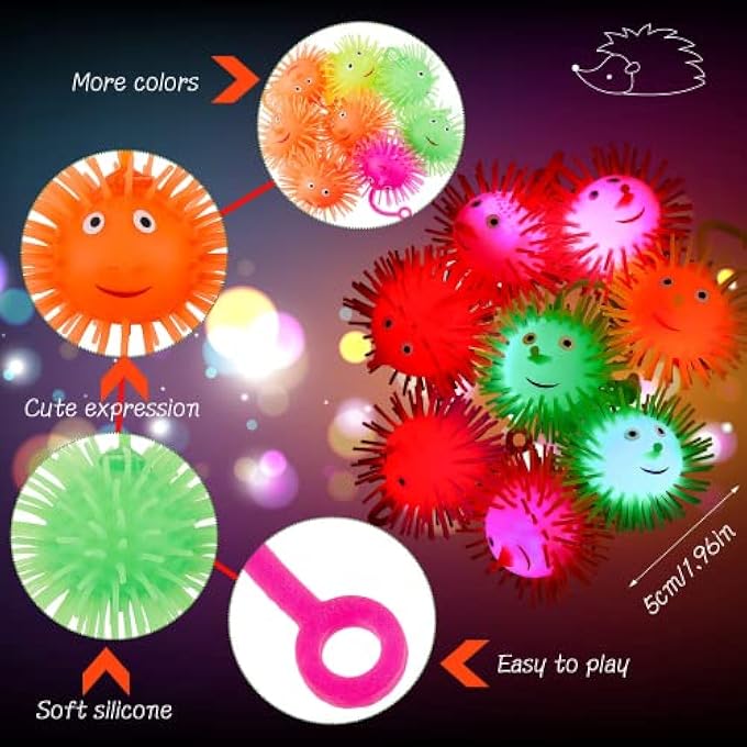 MAKINGTEC 24 Pcs LED Puffer Balls Squishy Stress Relief Glowing Balls Light up Balls Multi Color Flashing Puffer Ball for Boys Girls Adults Goodie Bag Fillers Stocking Stuffers Party Favors Sensory Supplies - Image 2