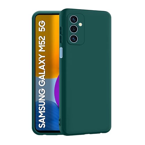 CEDO Back Cover for Samsung Galaxy M52 (5G) | Camera Bump Protection & Inner Velvet Fabric Lining | Ultra Slim Matte Soft Rubberised Case Cover (Green) - Image 1