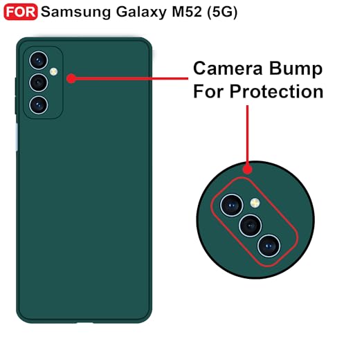 CEDO Back Cover for Samsung Galaxy M52 (5G) | Camera Bump Protection & Inner Velvet Fabric Lining | Ultra Slim Matte Soft Rubberised Case Cover (Green) - Image 3