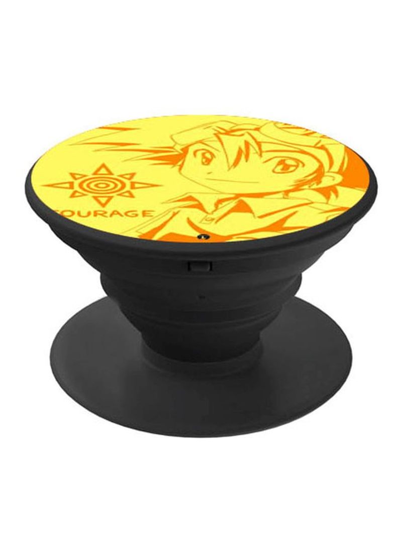 RKN Cartoon Printed Pop Socket Phone Holder Black/Yellow/Brown - Image 2