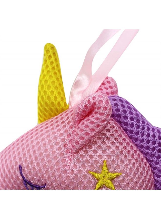 Suillty Unicorn Cartoon Animal Bath Shower Sponge Pouf Loofahs - Eco-Friendly Exfoliating Mesh Brush Mesh Bath Shower Ball Sponge - Exfoliate, Cleanse, Soothe Skin (Pink) - Image 2