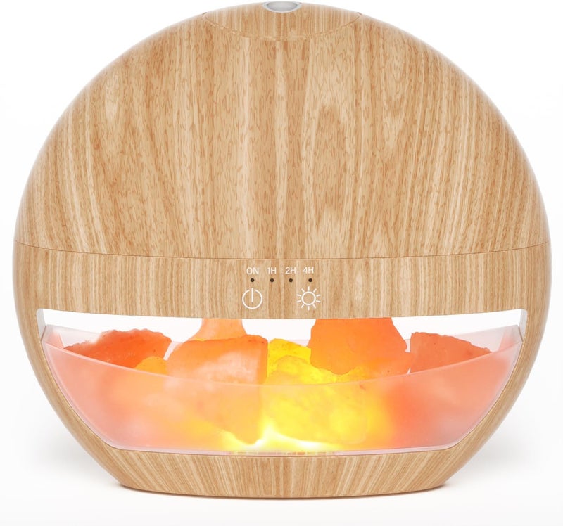 ARVIDSSON ARVIDSSON Essential Oil Diffuser, Himalayan Salt Lamp Diffusers for Essential Oils, Ultrasonic Aromatherapy Diffuser Humidifier with 100% Pure Himalayan Salt Rocks, Gift for Women, Wood Grain 