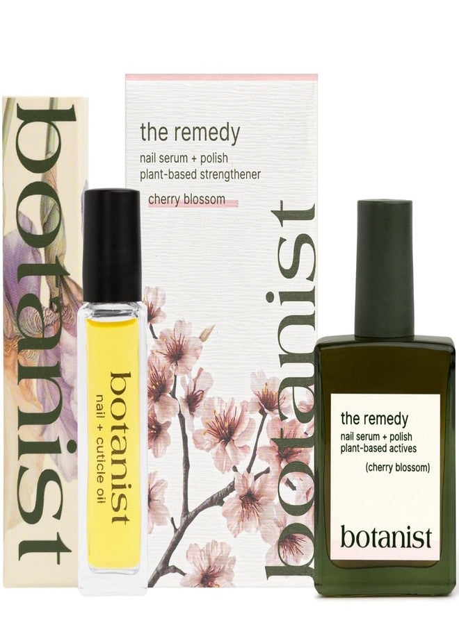 Botanist Nails Botanist Nail Rescue Kit | Strengthening Polish + Growth Serum | Grow and Strengthen Nails Damaged from Acrylics, Dip, and Gel Manicures | Non-Toxic, 84% Plant Based, 21-Free & Vegan (Cherry Blossom) - Image 1
