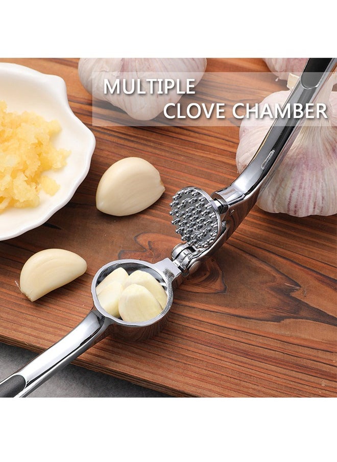 GUSGU Garlic Press with Silicone Peeler and Brush, Premium Garlic Mincer Tool with Ergonomic handle, Ginger Crusher with Good Grip, Easy to Use and Clean , Dishwasher Safe  - Image 5