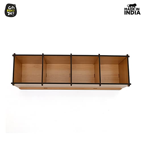 Gift Kya De GKD Desk Organizer & Pen Stand for Office Table | 4 Compartment Wooden Stationery Holder with 3D Tag | Eco Friendly Desk Décor | Gift For New Year, Corporate Gifts (Believer Bamboo) - Image 4