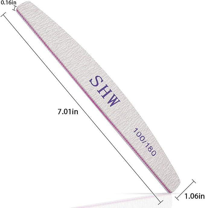 SHW 12 Pack Professional Nail File Set DoubleSided 100180 Grit Emery Board Manicure Tools for Nail Grooming and Styling White - Image 2