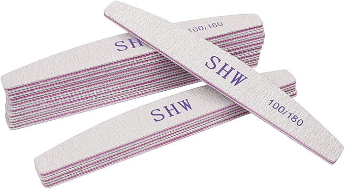 SHW 12 Pack Professional Nail File Set DoubleSided 100180 Grit Emery Board Manicure Tools for Nail Grooming and Styling White - Image 4