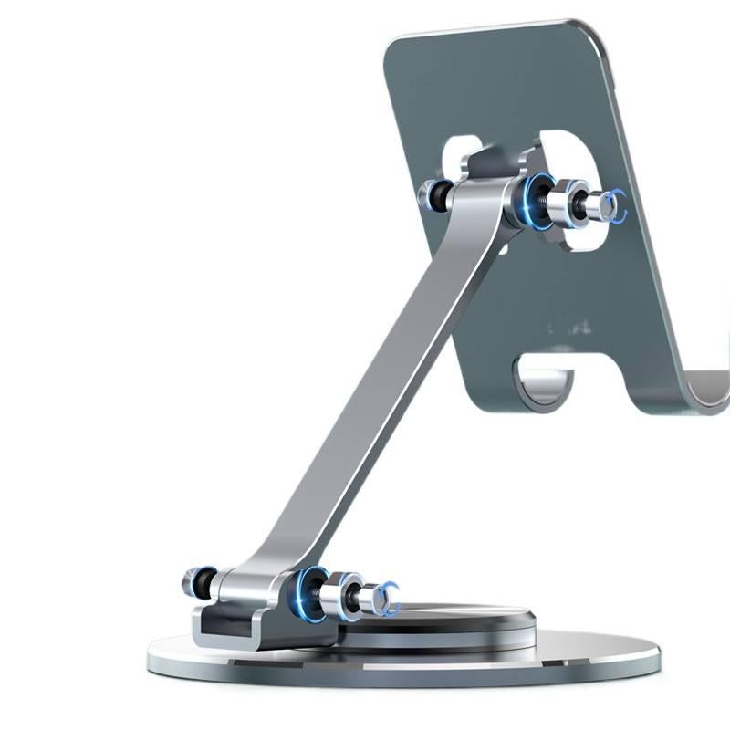 Black Metal Desk Phone Stand with 360 Degree Rotation and Foldable Design - AuraLuxe - Image 2