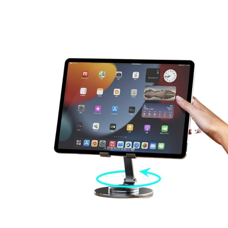 Black Metal Desk Phone Stand with 360 Degree Rotation and Foldable Design - AuraLuxe - Image 1