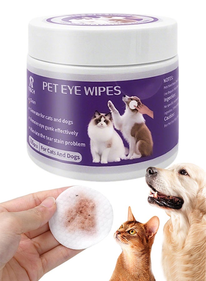 مناديل لطيفة للعينين للحيوانات الأليفة، 100 منديل، مناديل تنظيف عامة للقطط والكلاب، طبيعية وآمنة لإزالة الأوساخ والقشور والإفرازات، لا تسبب الحساسية للأذن والجسم والكفوف - Image 1