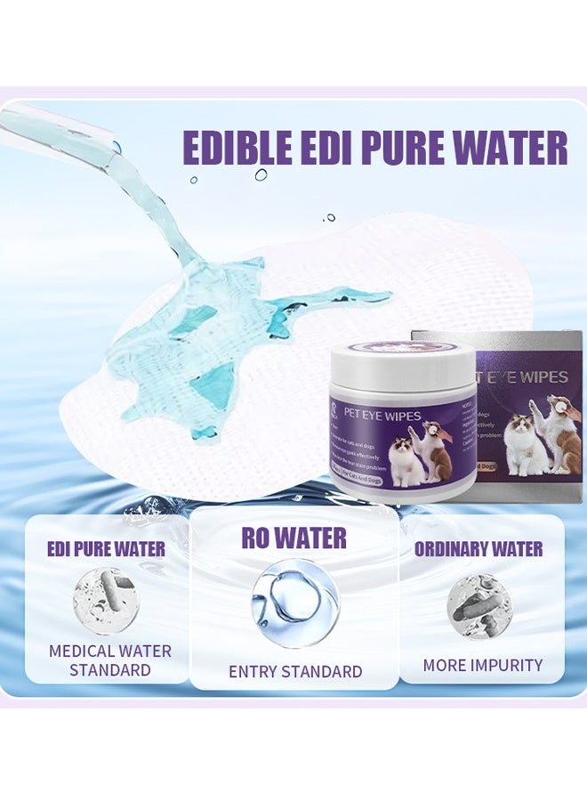 مناديل لطيفة للعينين للحيوانات الأليفة، 100 منديل، مناديل تنظيف عامة للقطط والكلاب، طبيعية وآمنة لإزالة الأوساخ والقشور والإفرازات، لا تسبب الحساسية للأذن والجسم والكفوف - Image 3