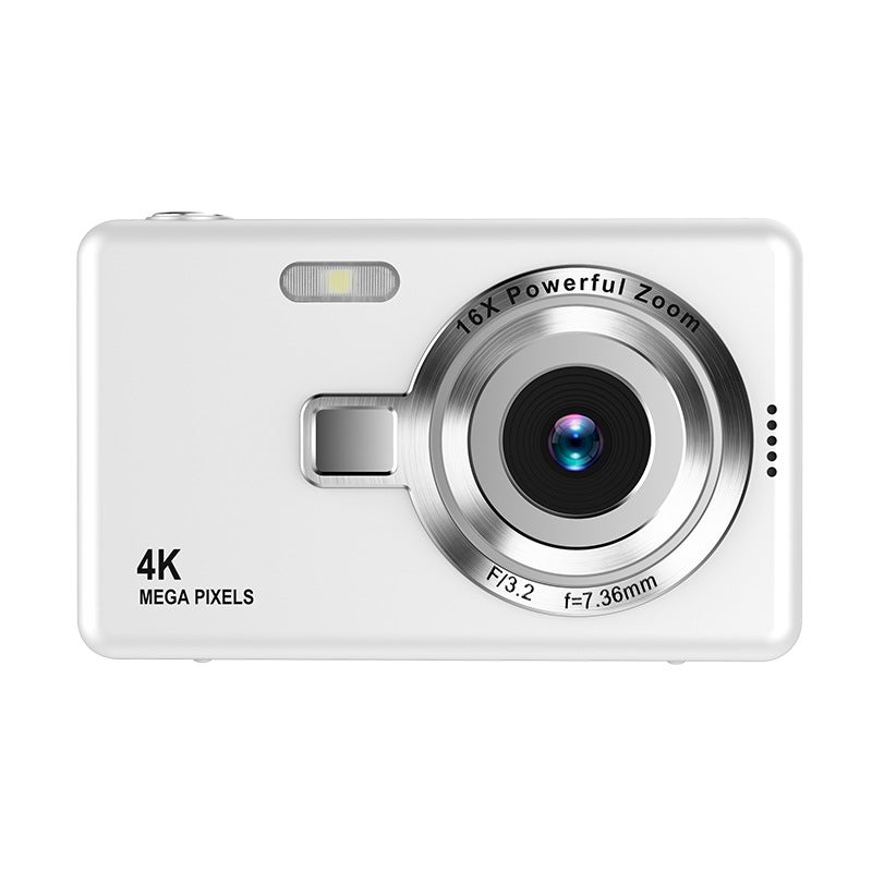 White CCD Retro HD Digital Camera with 32GB Memory Card, Adapter & Card Reader - Pocket-Sized Selfie Companion - Image 1