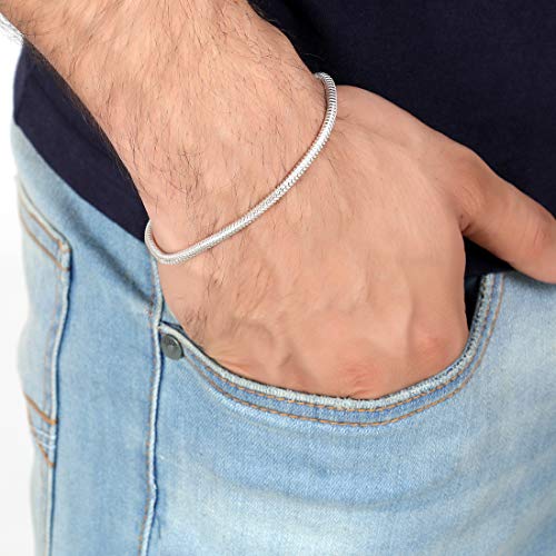 Clara Anti-Tarnish 92.5 Sterling Silver Snake Bracelet 8 inch | Gift for Men & Boys - Image 4