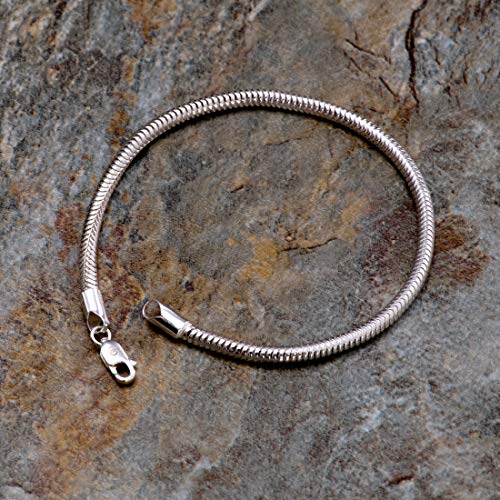 Clara Anti-Tarnish 92.5 Sterling Silver Snake Bracelet 8 inch | Gift for Men & Boys - Image 3