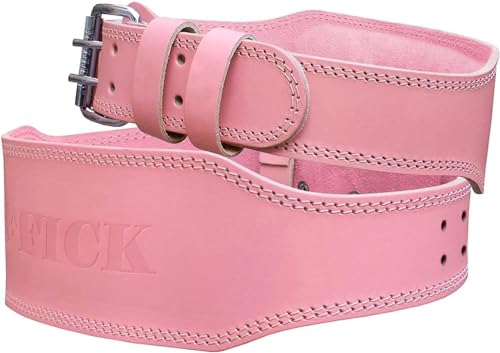 Jaffick Weight Lifting Belt For Ladies (4" Wide) - 100% Pink Leather Gym Belts Lower Waist Back Support For Women Men Fitness Squat Deadlift Heavy Duty Cross Training Gym Powerlifting Workout - Image 1