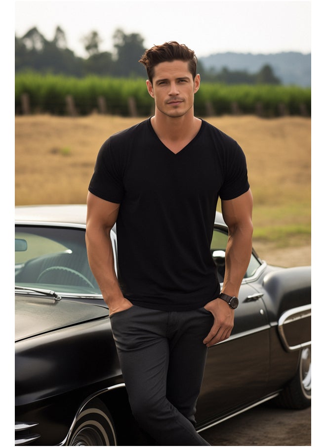 Black Basic Slim Fit 100% Cotton V-Neck Short Sleeve T-Shirt TMNSS19BO0002 - pzsku/Z536AB17B4E7A370558EBZ/45/_/1730941502/fbe82abf-0a57-41e7-8e42-538c03622a32